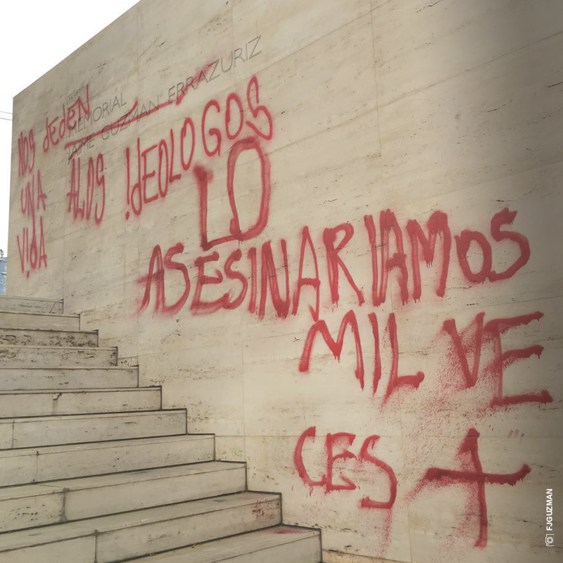 Jornada de vandalismo en sedes UDI, RN y memorial de Jaime Guzmán